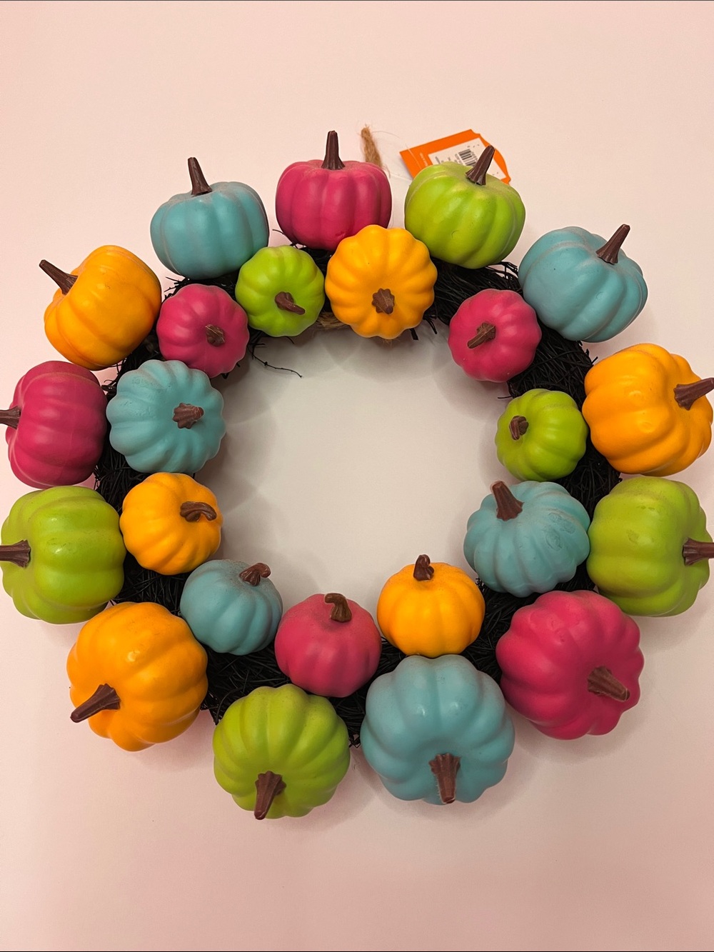 Colorful Mini Pumpkin Wreath - Multicolor Seasonal Door Accent